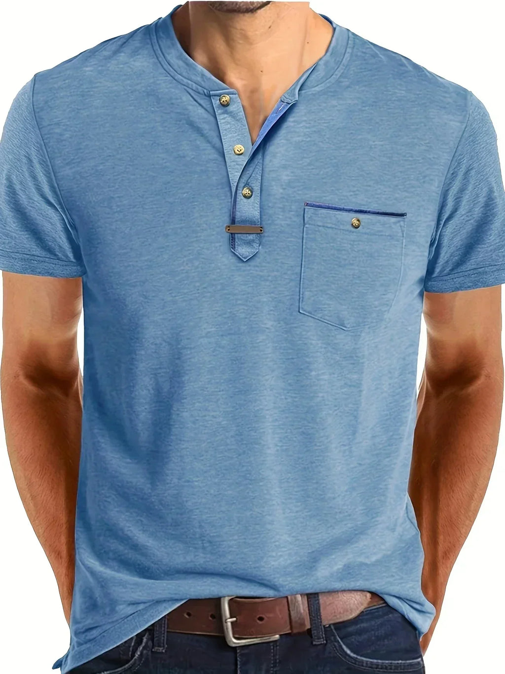 Saxon Elegante T-shirt a girocollo con tasca