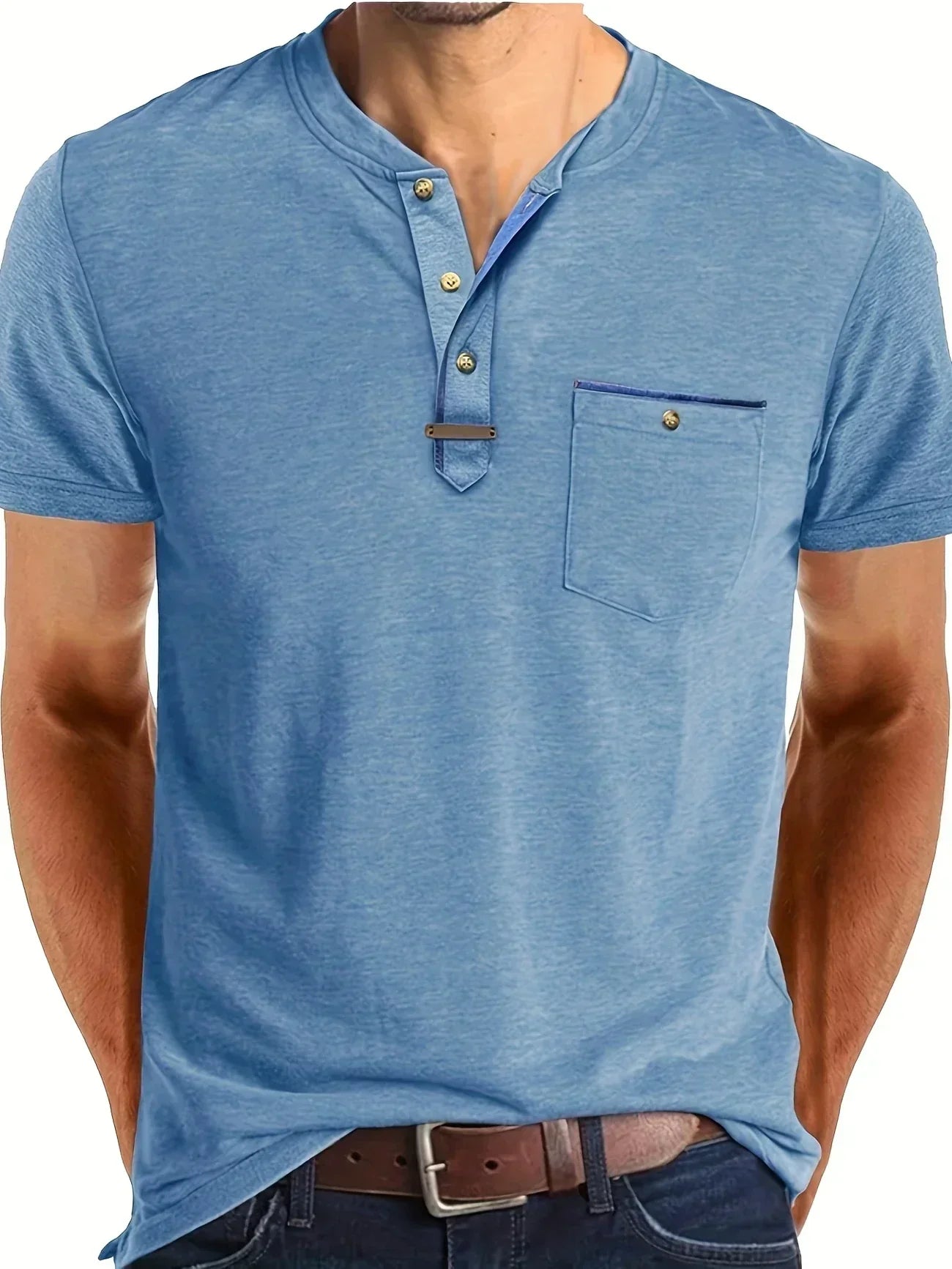 Saxon Elegante T-shirt a girocollo con tasca