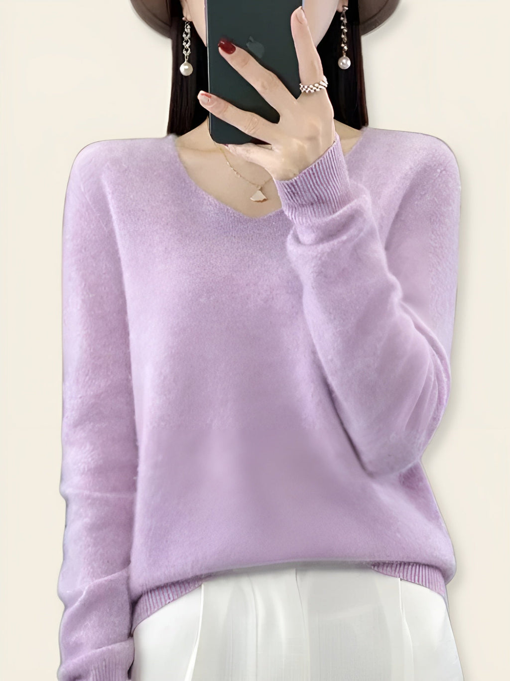 Beatrice™ | Maglione in Lana Merino con Scollo a V