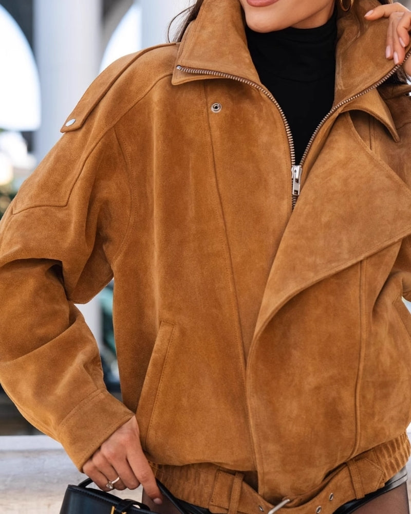 Giacca Vintage Drappeggiata Effetto Suede