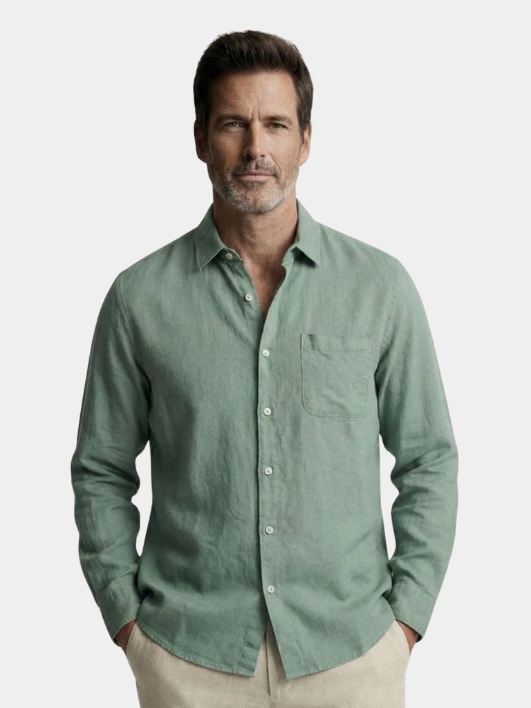 Camicia Essenziale in Lino con Maniche Lunghe