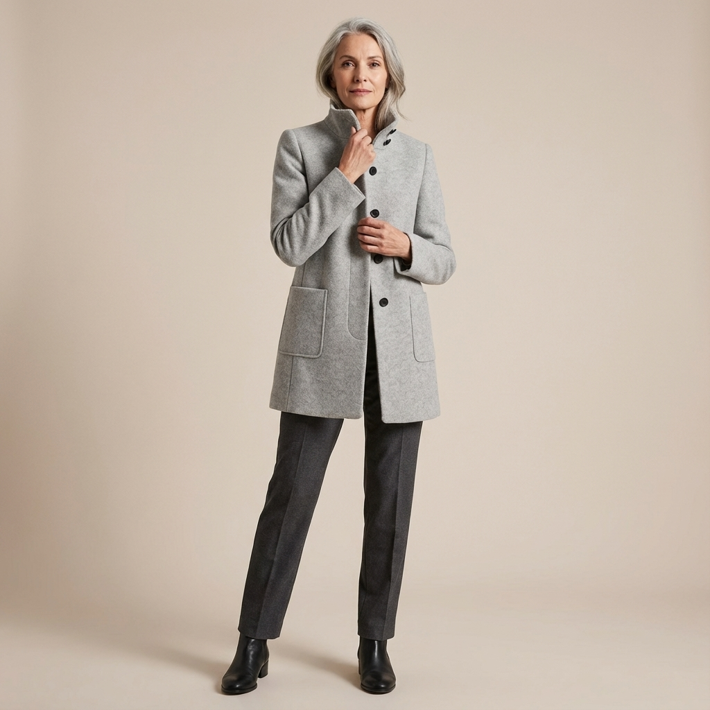 Elena | Cappotto di Lana con Collo Alto