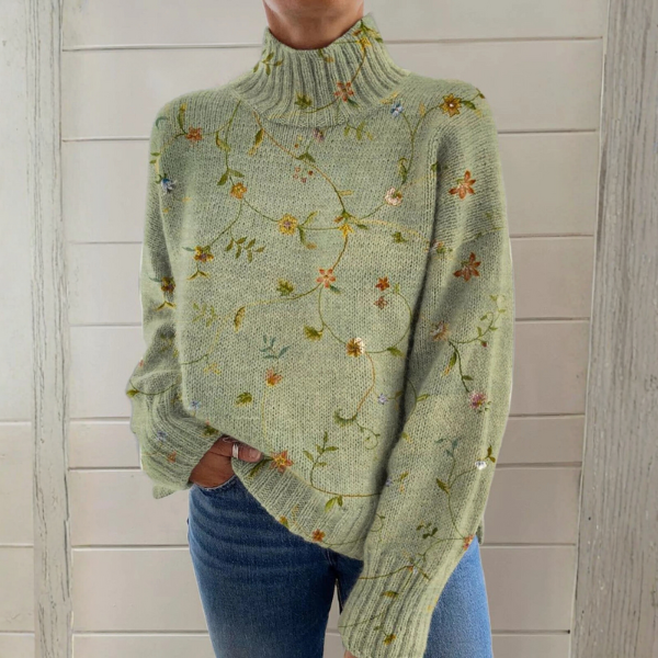 Aria™ | Maglione Ricamo Fiorito Vintage