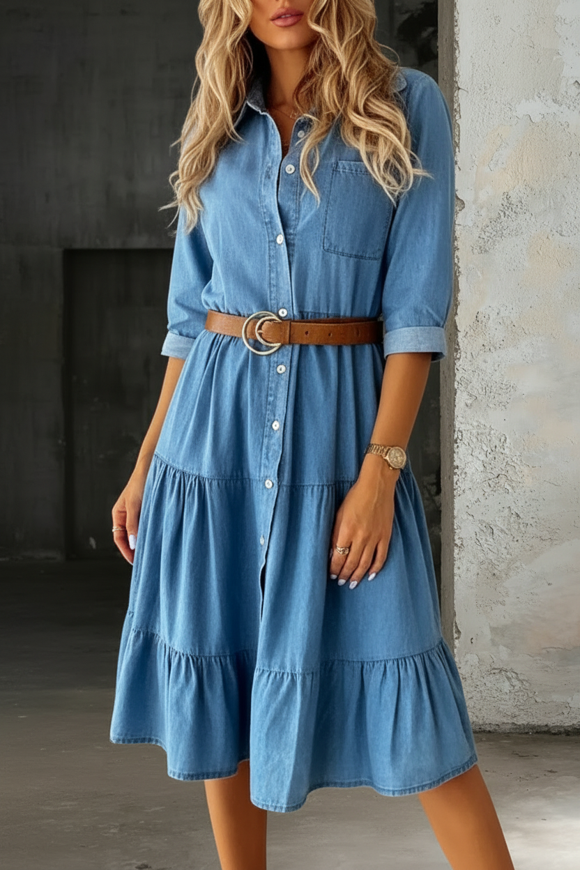 Barbara | Vestito Casual Elegante in Denim