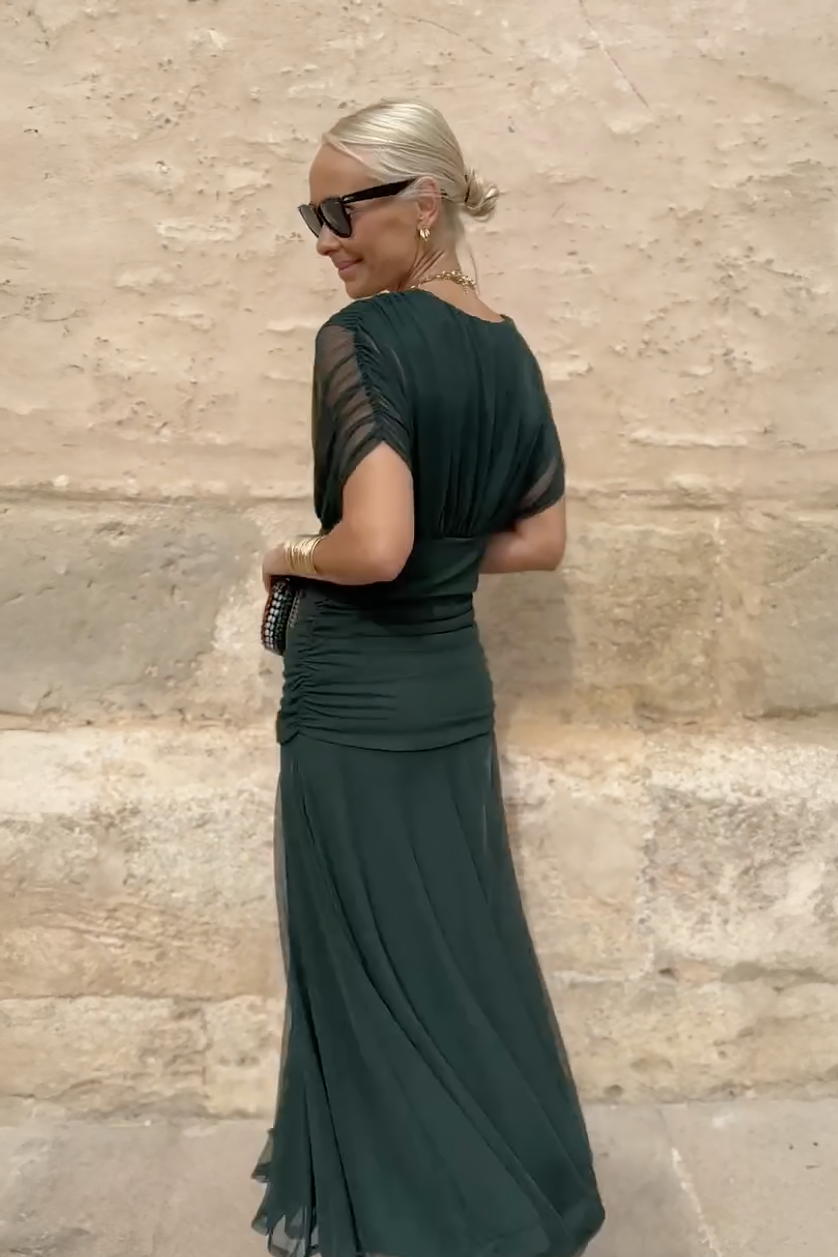 Luisa | Abito lungo elegante con scollo a V che valorizza la silhouette