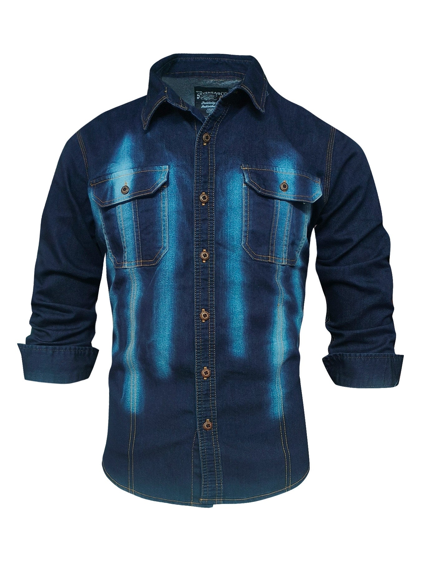 Camicia di jeans da uomo alla moda, nuova tendenza, camicetta di jeans da uomo, camicia di jeans primavera autunno, bad boy, affascinante, doppio taschino, camicia di jeans casual a maniche lunghe, top di jeans versatile