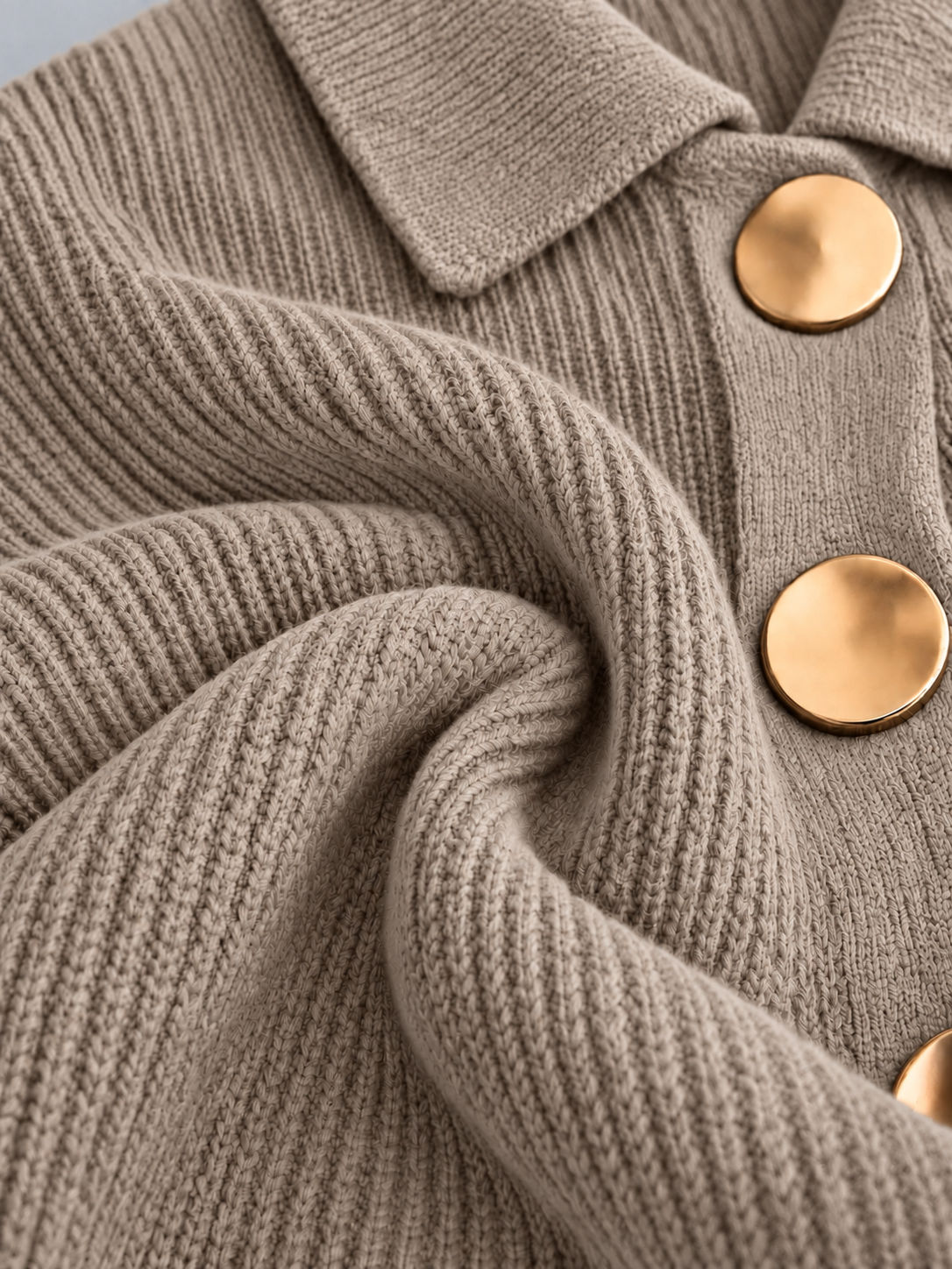 Cardigan oversize con colletto e grandi bottoni metallici