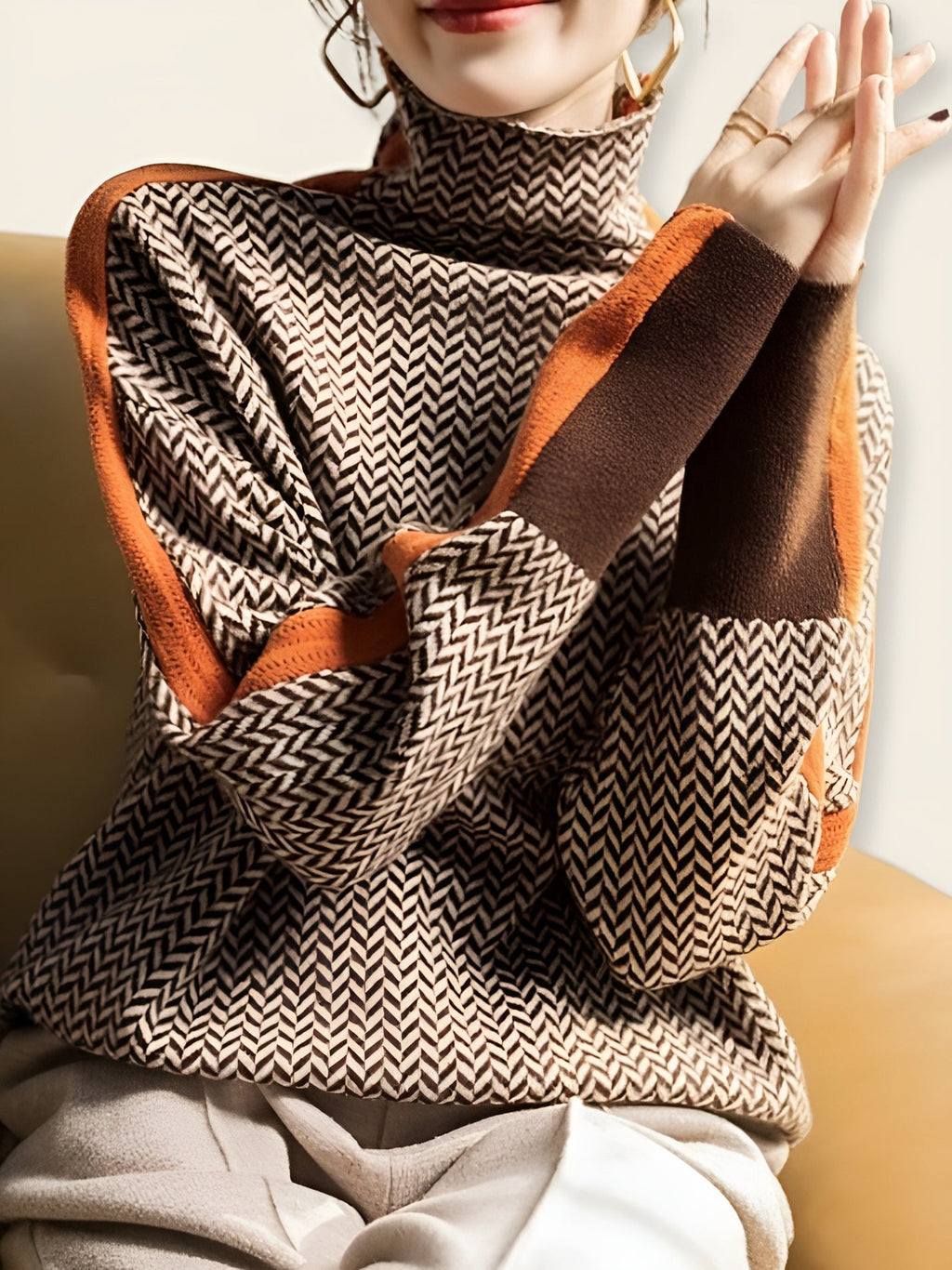 Livia™ | Maglione a Maglia con Colori a Contrasto