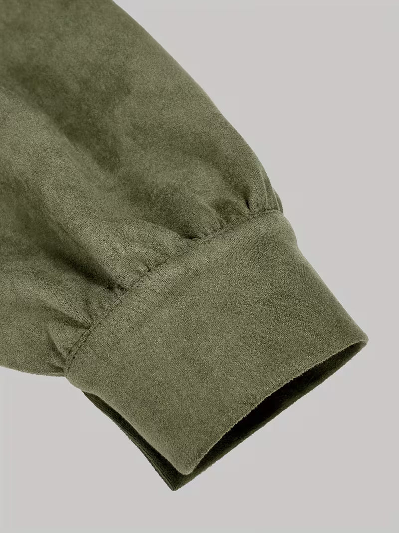 Amalia Abito in suede con collo alto e frange