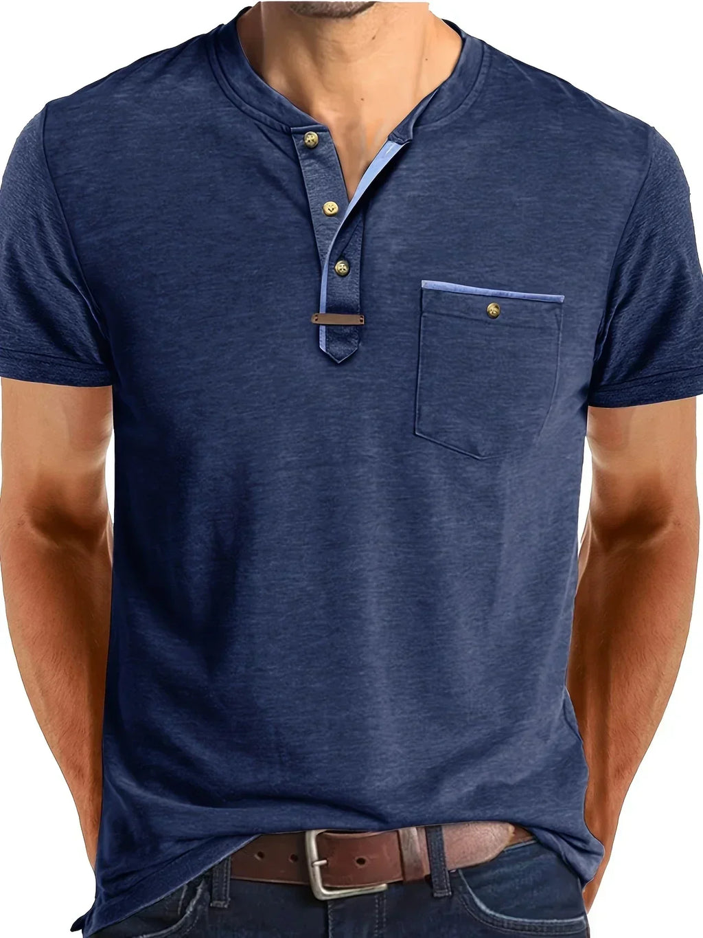 Saxon Elegante T-shirt a girocollo con tasca