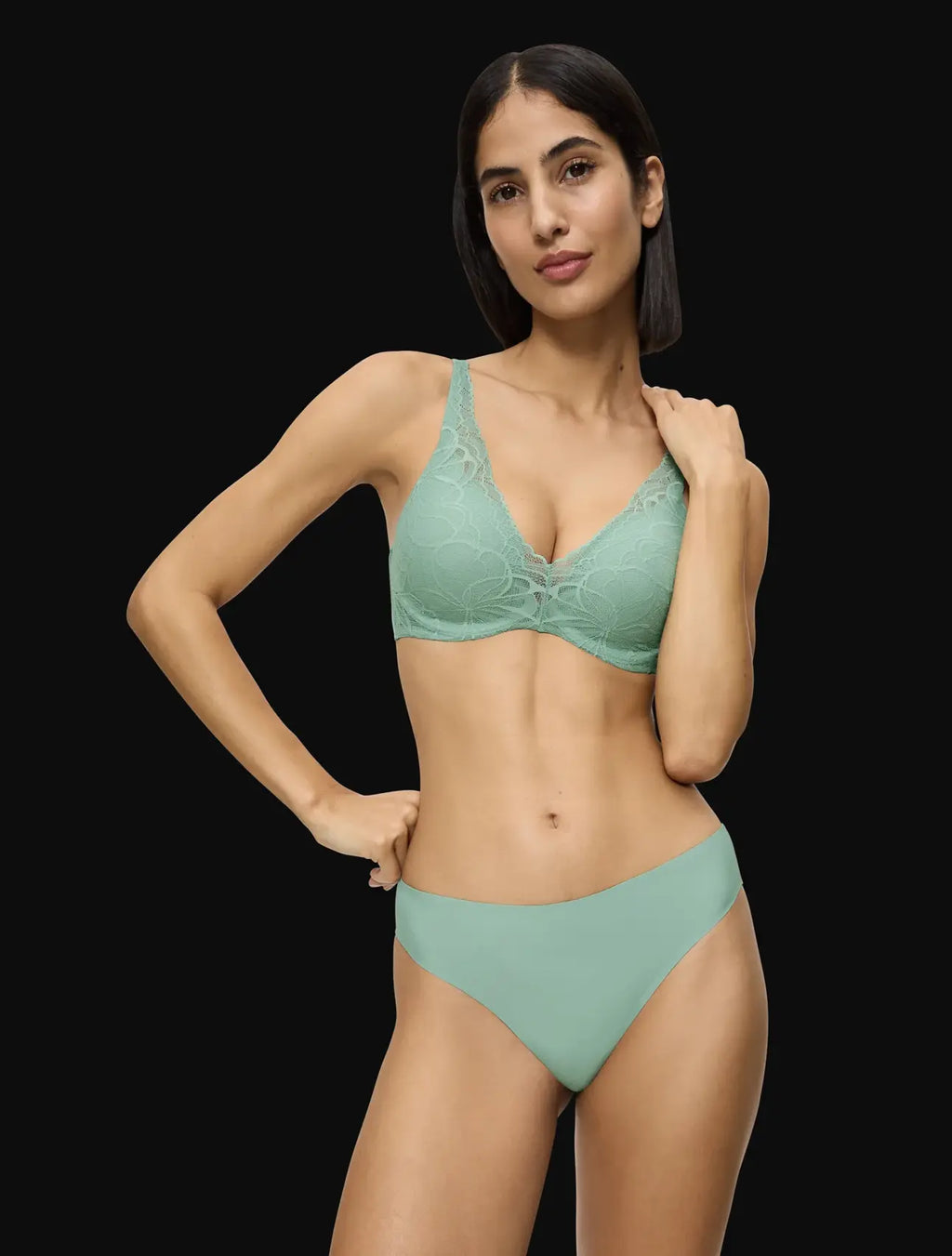 luxe slip - Body Make-Up Illusion Lace highleg Tai - 7329 - MISTY TURQUOISE