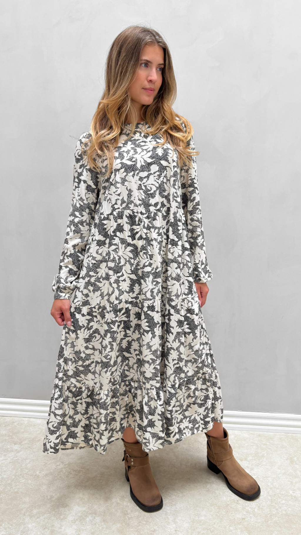 Mila Black Flowers Cloud Dress