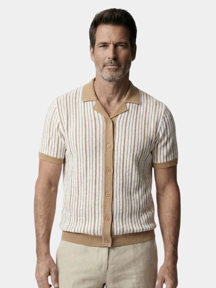 Polo a righe lavorata a maglia