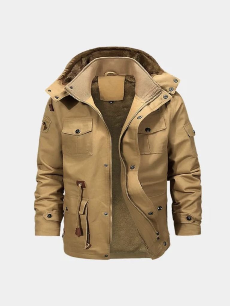 Giacca Bomber in Fleece con Cappuccio
