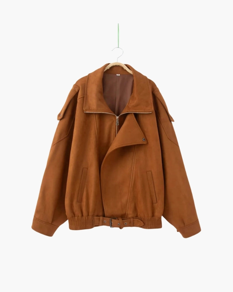 Giacca Vintage Drappeggiata Effetto Suede