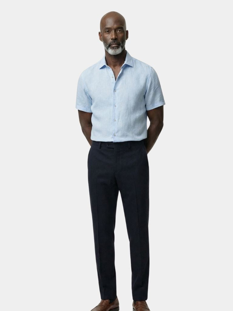 Camicia in Lino Essenziale con Maniche Corte