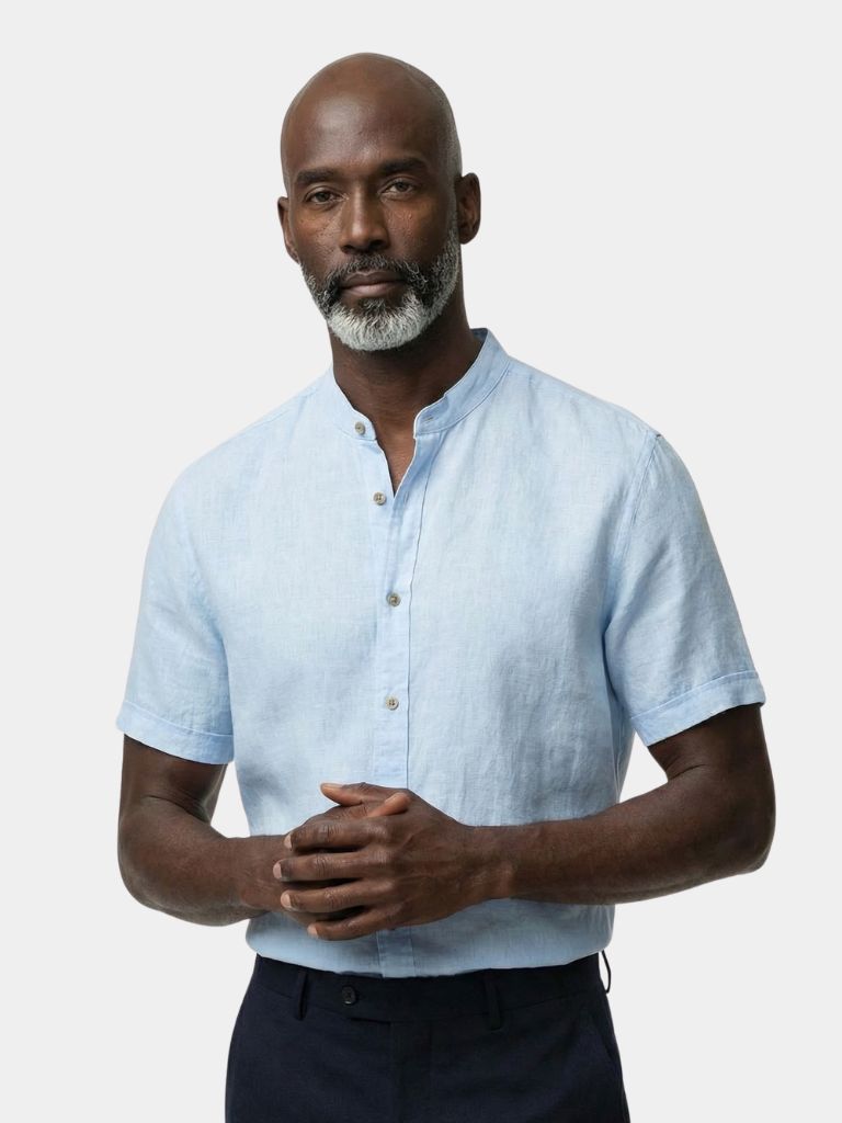 Camicia in Lino Essenziale con Maniche Corte