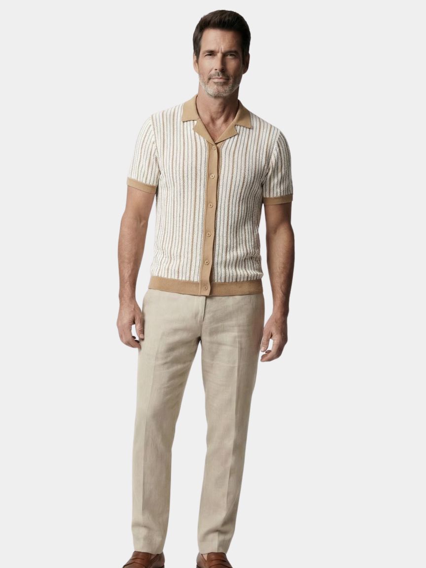 Polo a righe lavorata a maglia