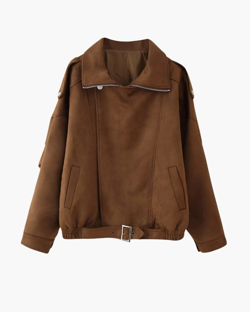 Giacca Vintage Drappeggiata Effetto Suede