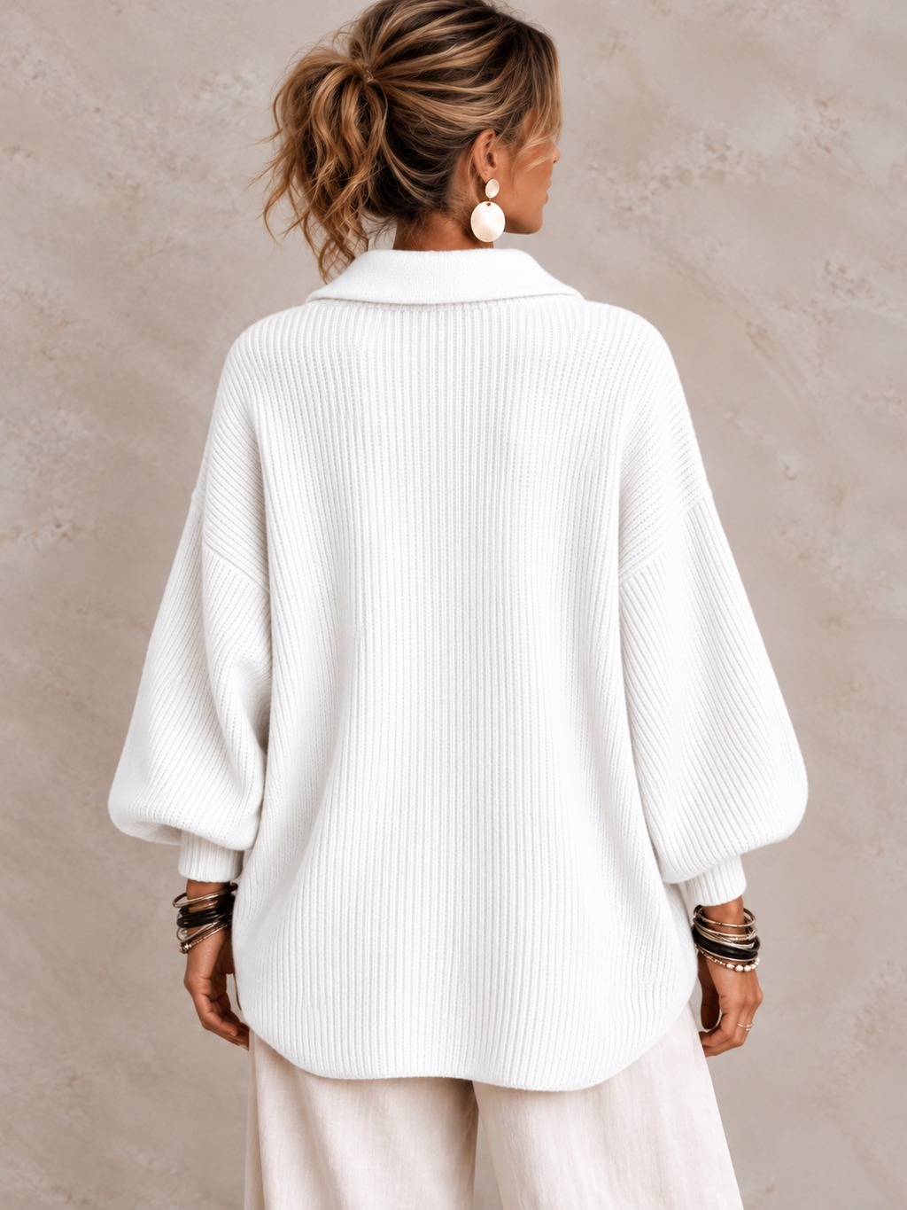 Cardigan oversize con colletto e grandi bottoni metallici