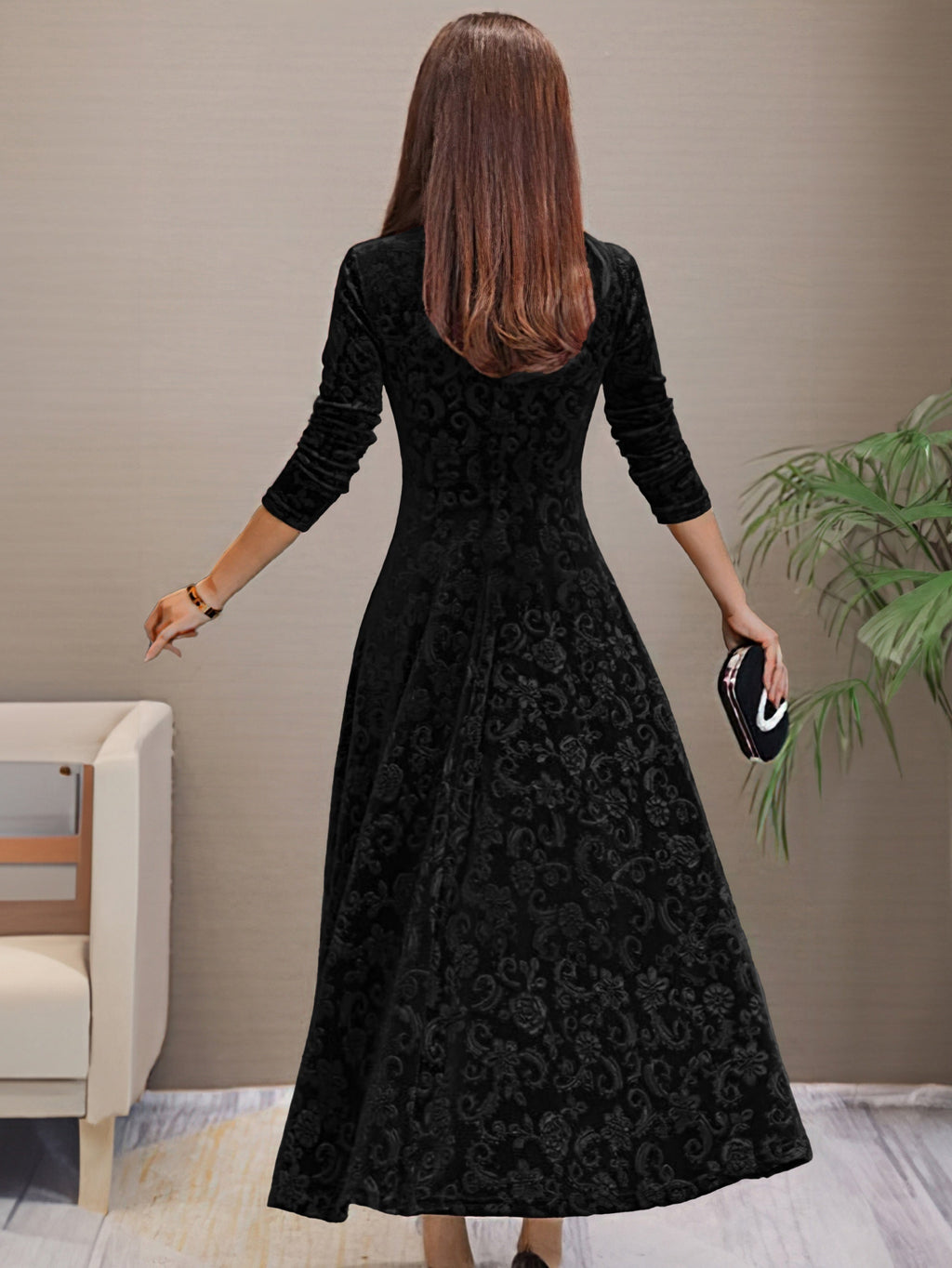 Melisande | Floral Velvet Dress