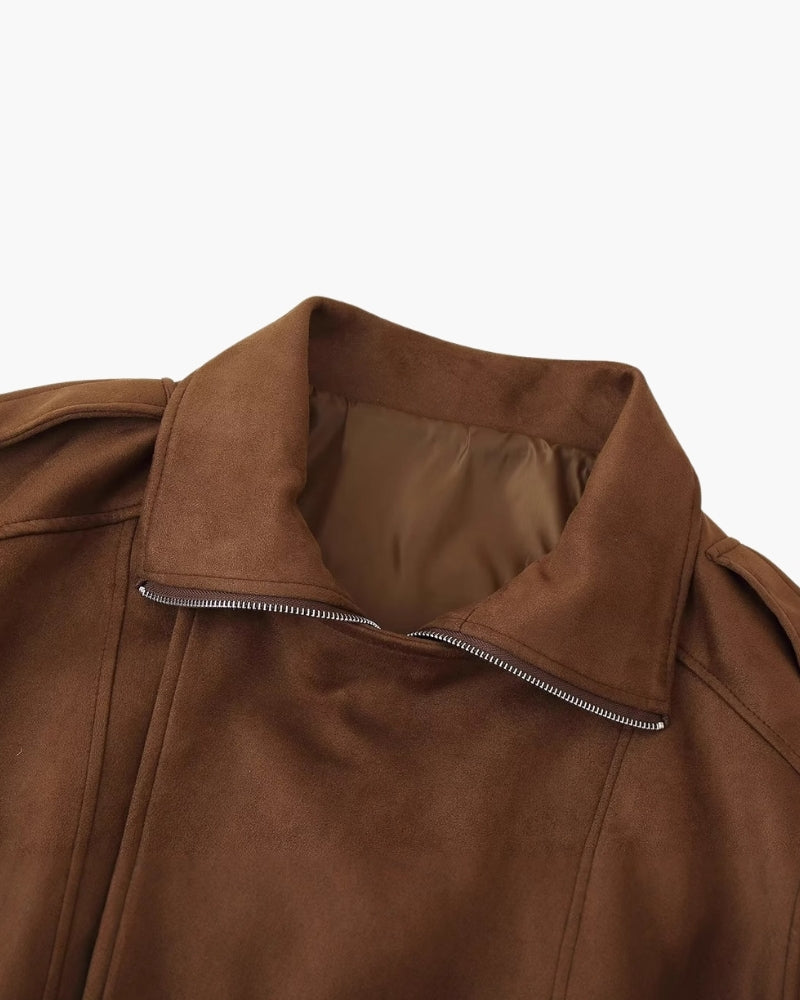 Giacca Vintage Drappeggiata Effetto Suede