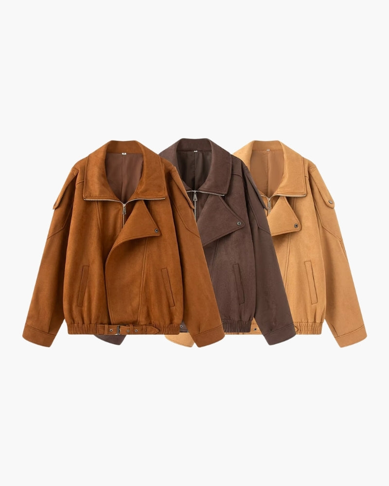 Giacca Vintage Drappeggiata Effetto Suede