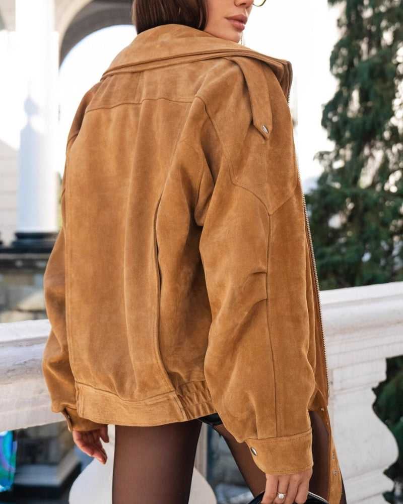 Giacca Vintage Drappeggiata Effetto Suede