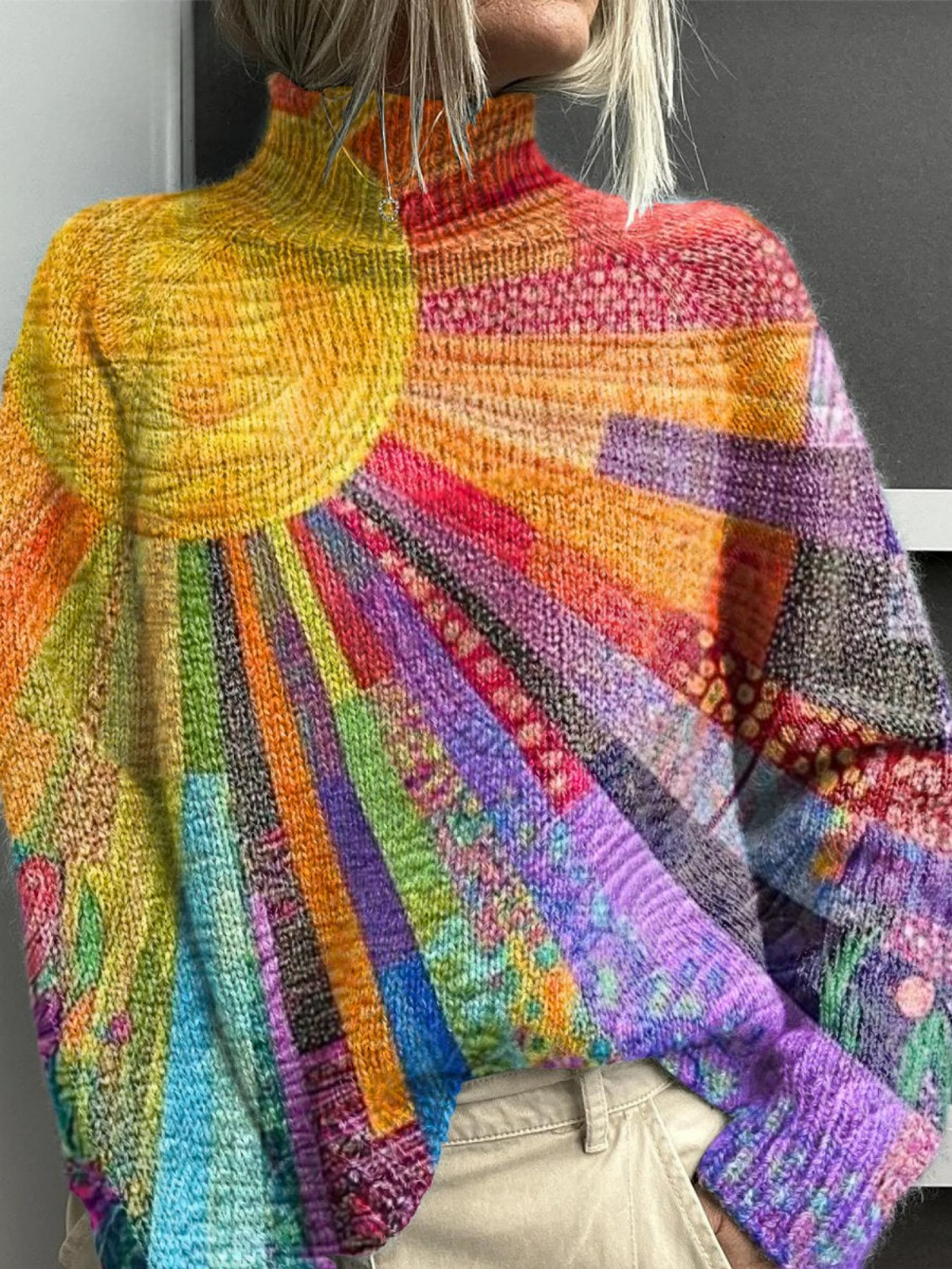 Solara™ | Maglione Patchwork Sunrise Print