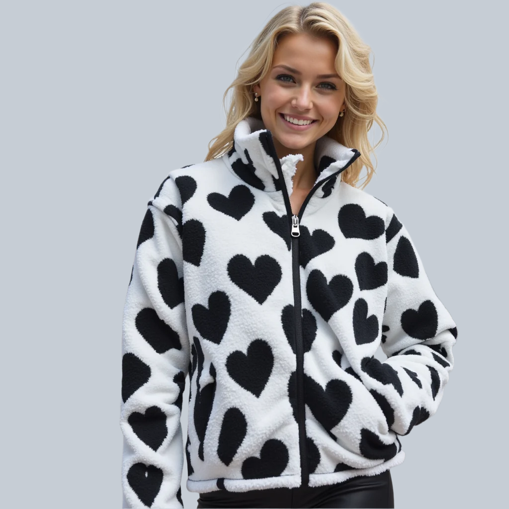 Riley | Giacca Reversibile Cozy Con Cuori