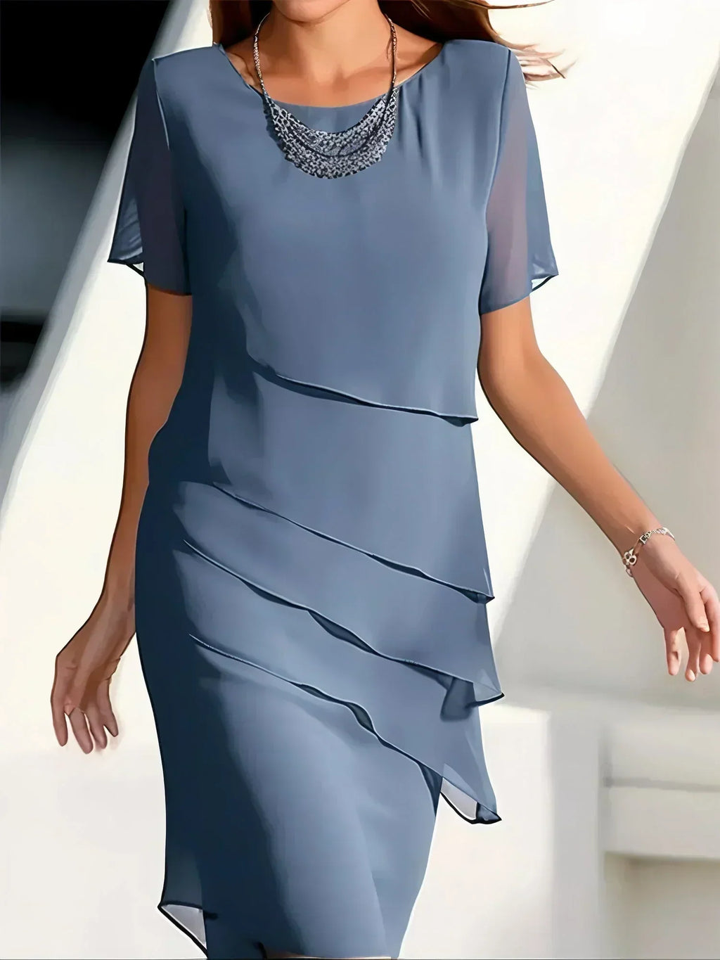 Lillian | Elegant Chiffon Style Midi Dress