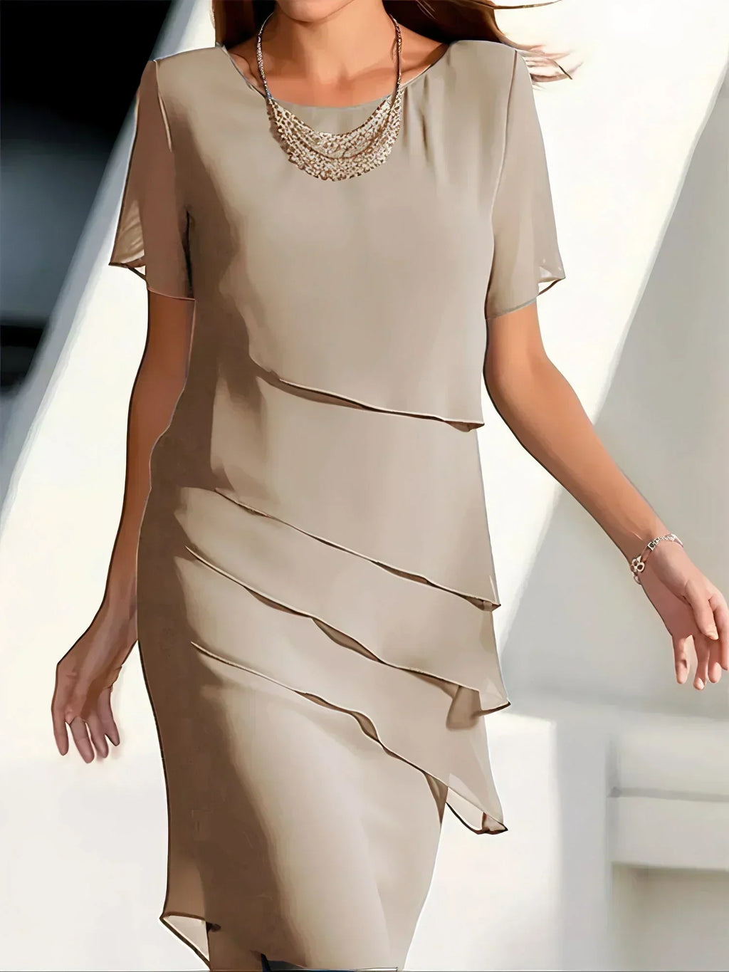 Lillian | Elegant Chiffon Style Midi Dress