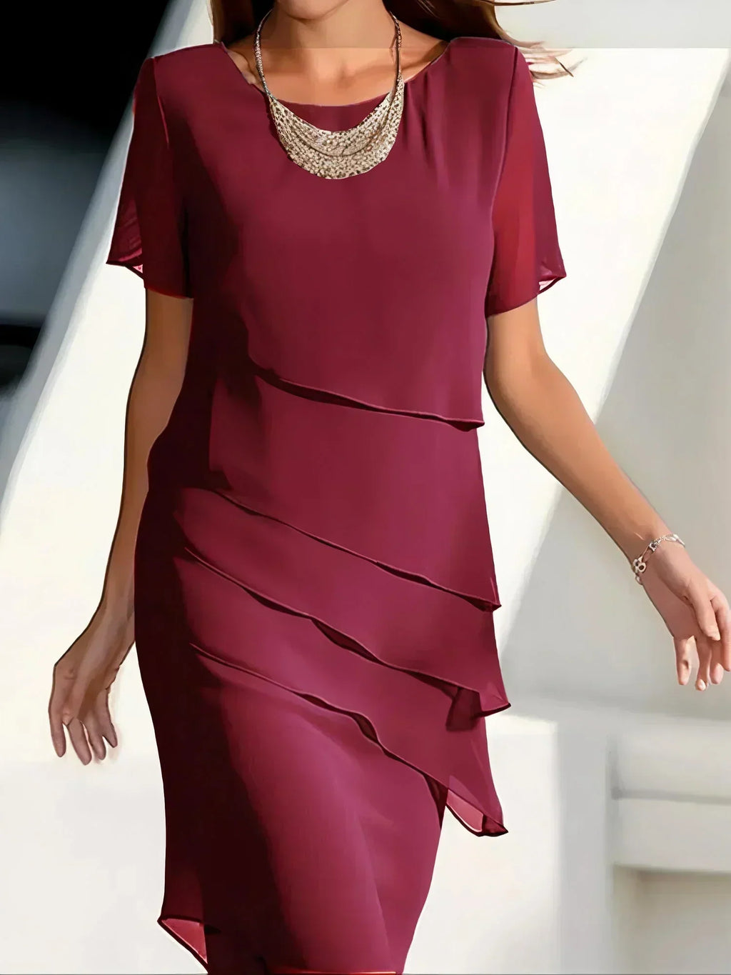 Lillian | Elegant Chiffon Style Midi Dress