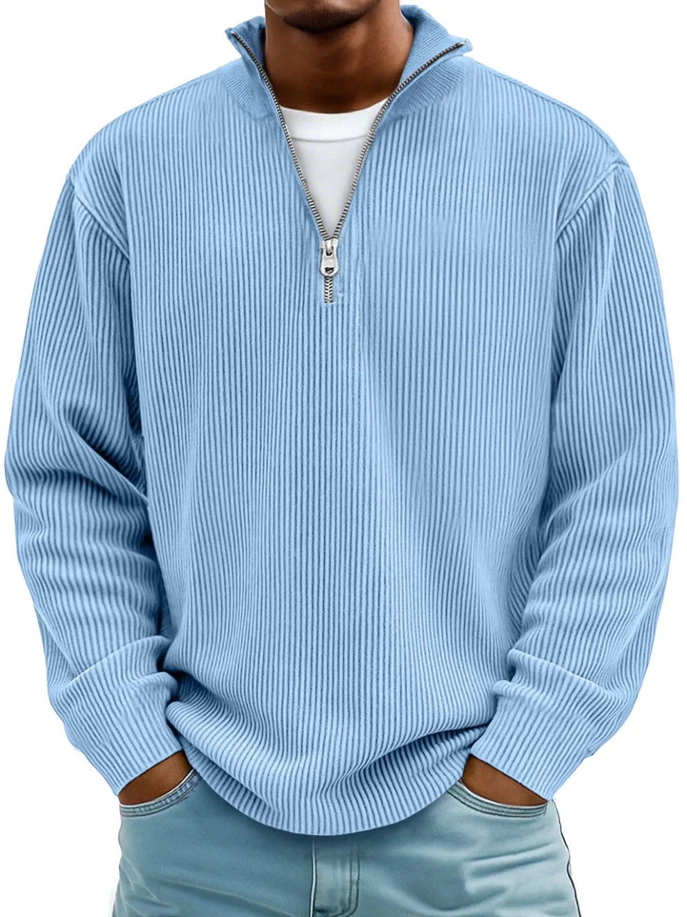 Lorenzo™ | Maglione con Zip in Tessuto a Coste