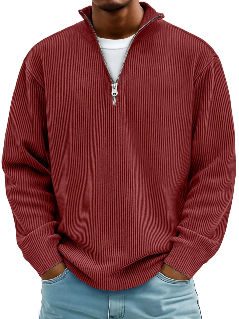 Lorenzo™ | Maglione con Zip in Tessuto a Coste