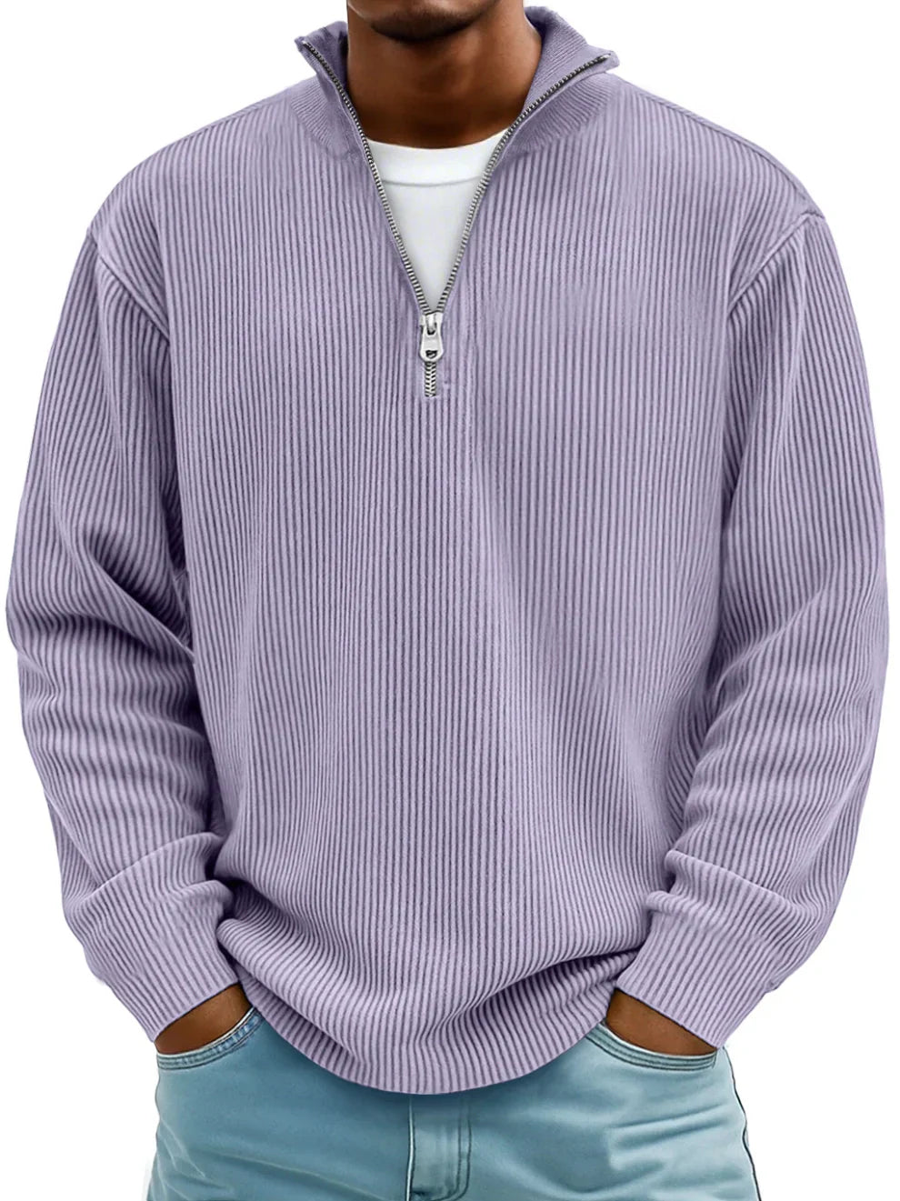 Lorenzo™ | Maglione con Zip in Tessuto a Coste
