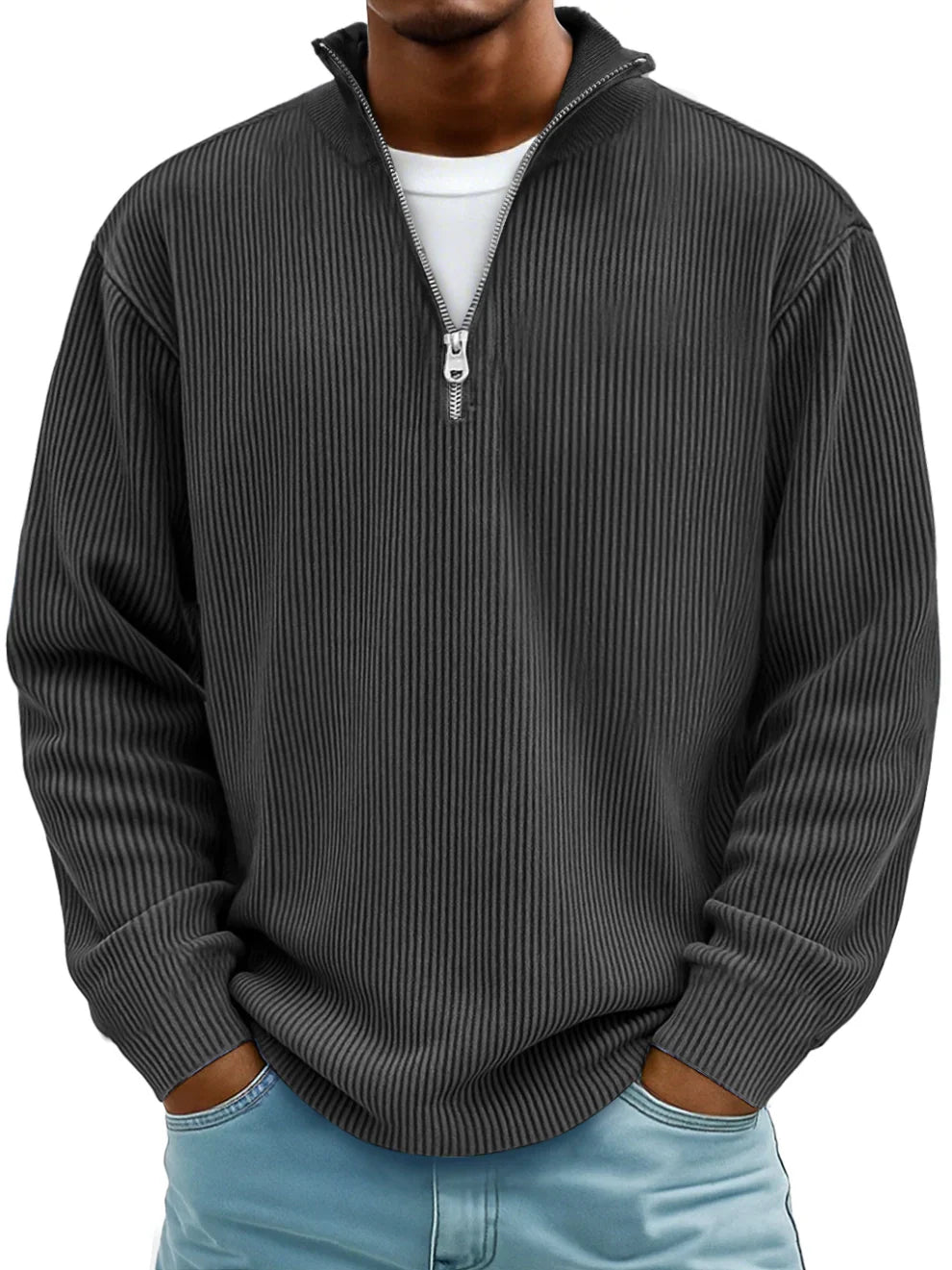 Lorenzo™ | Maglione con Zip in Tessuto a Coste