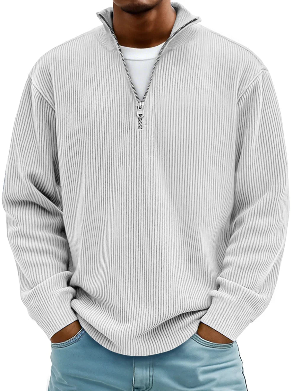 Lorenzo™ | Maglione con Zip in Tessuto a Coste
