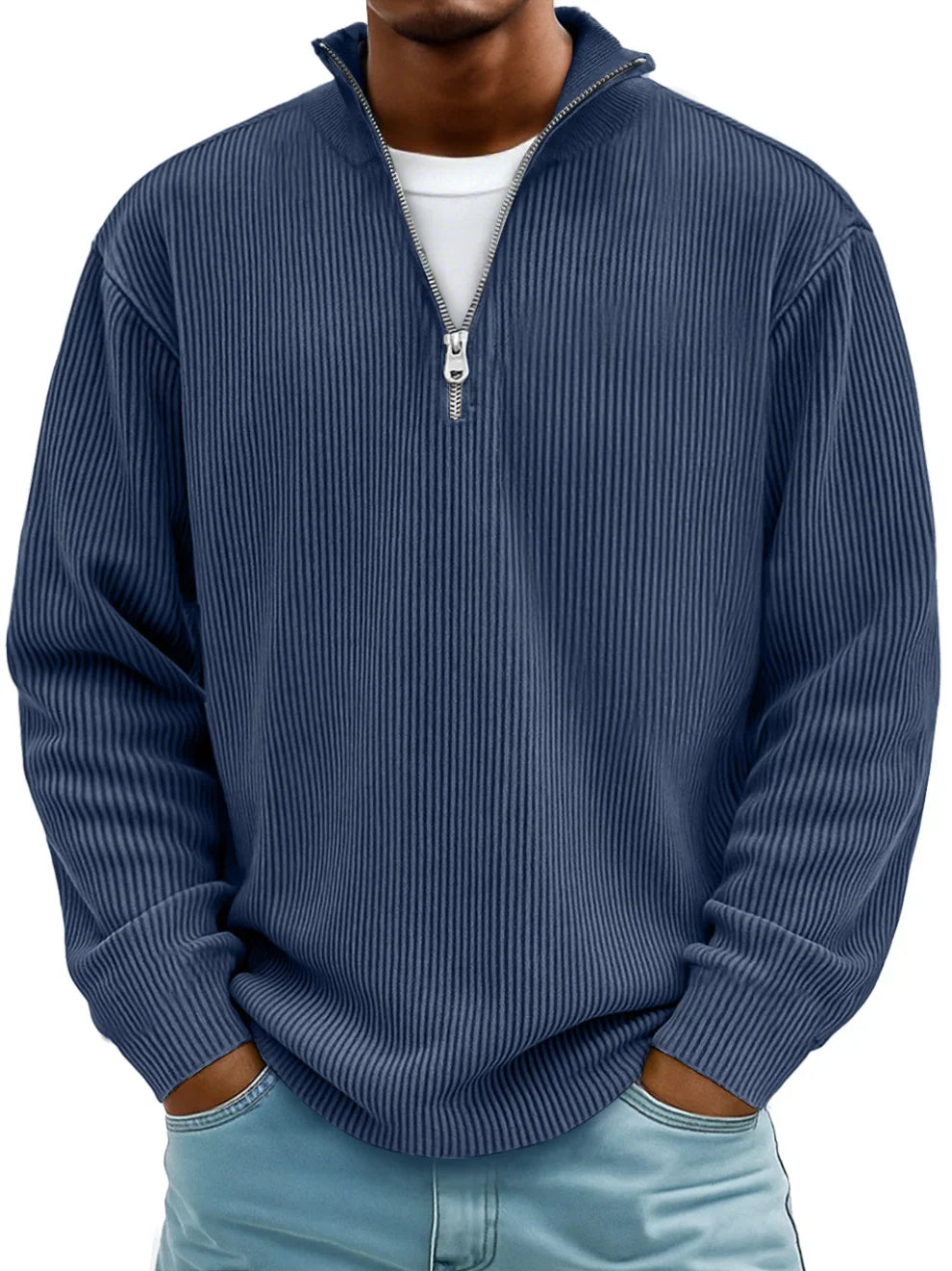 Lorenzo™ | Maglione con Zip in Tessuto a Coste