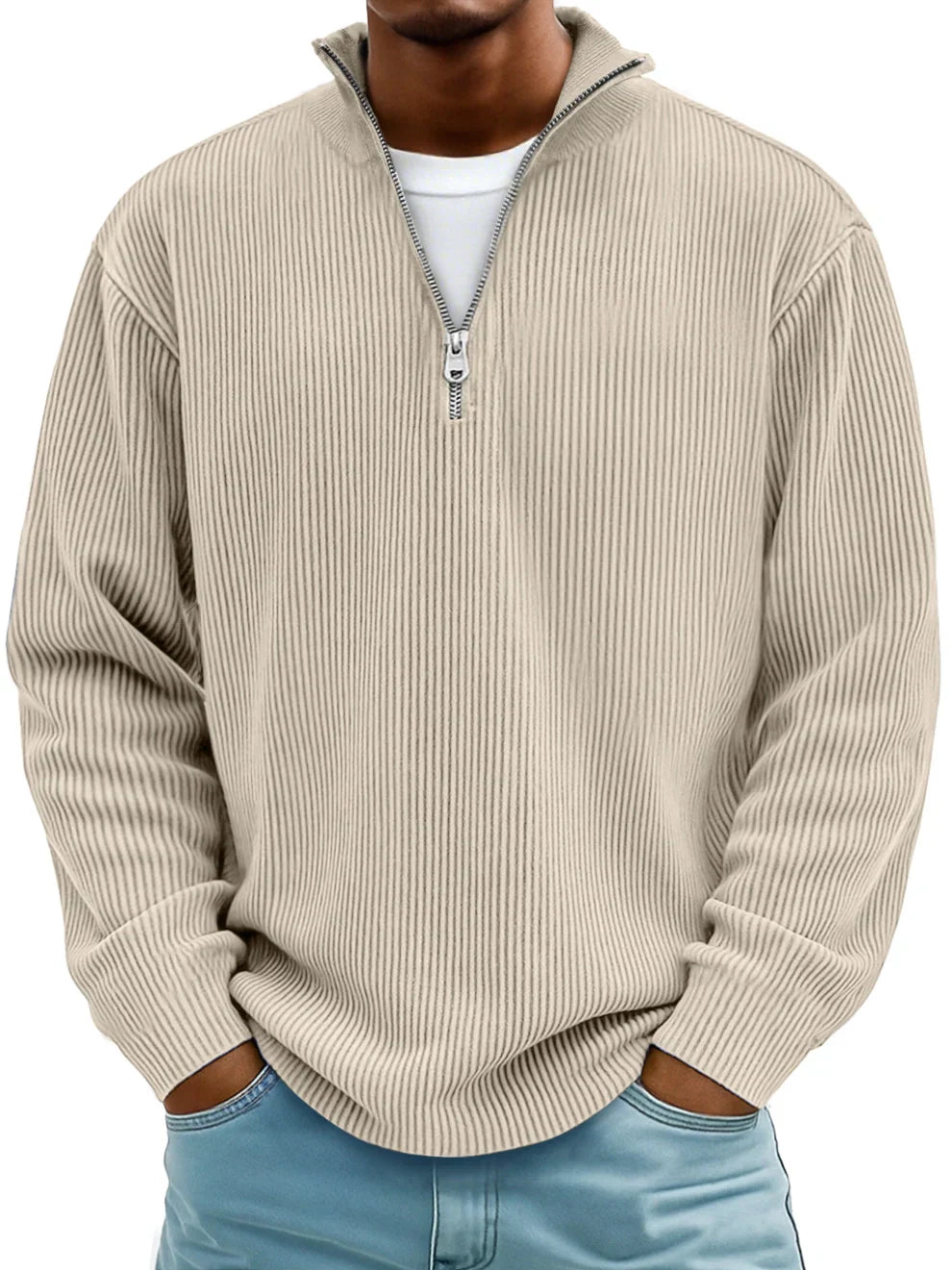 Lorenzo™ | Maglione con Zip in Tessuto a Coste