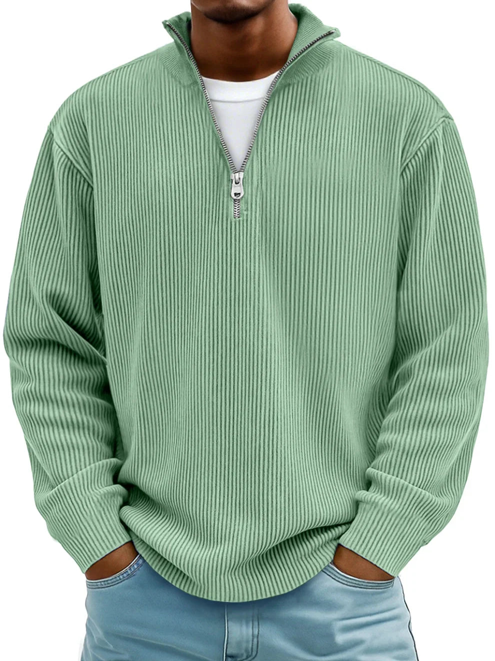 Lorenzo™ | Maglione con Zip in Tessuto a Coste