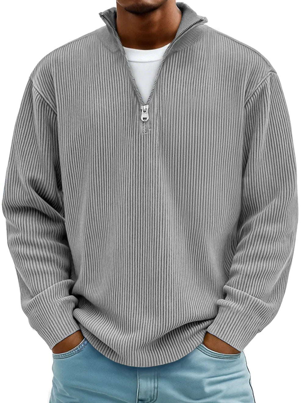 Lorenzo™ | Maglione con Zip in Tessuto a Coste