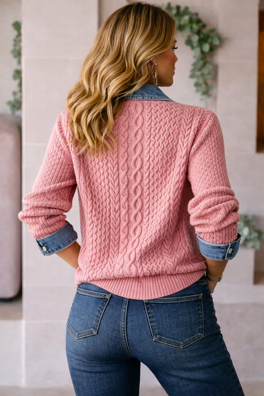 Ambra | Top in Maglia Patchwork con Dettagli Denim