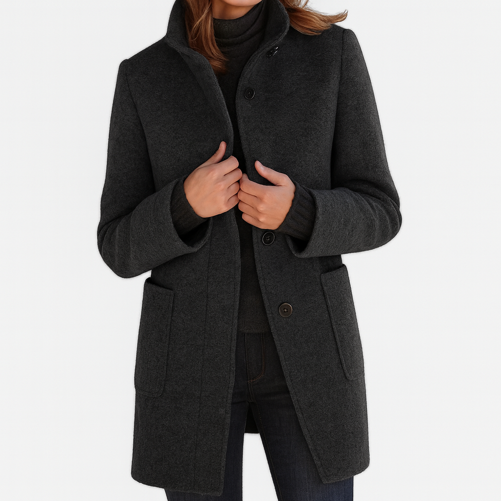 Elena | Cappotto di Lana con Collo Alto