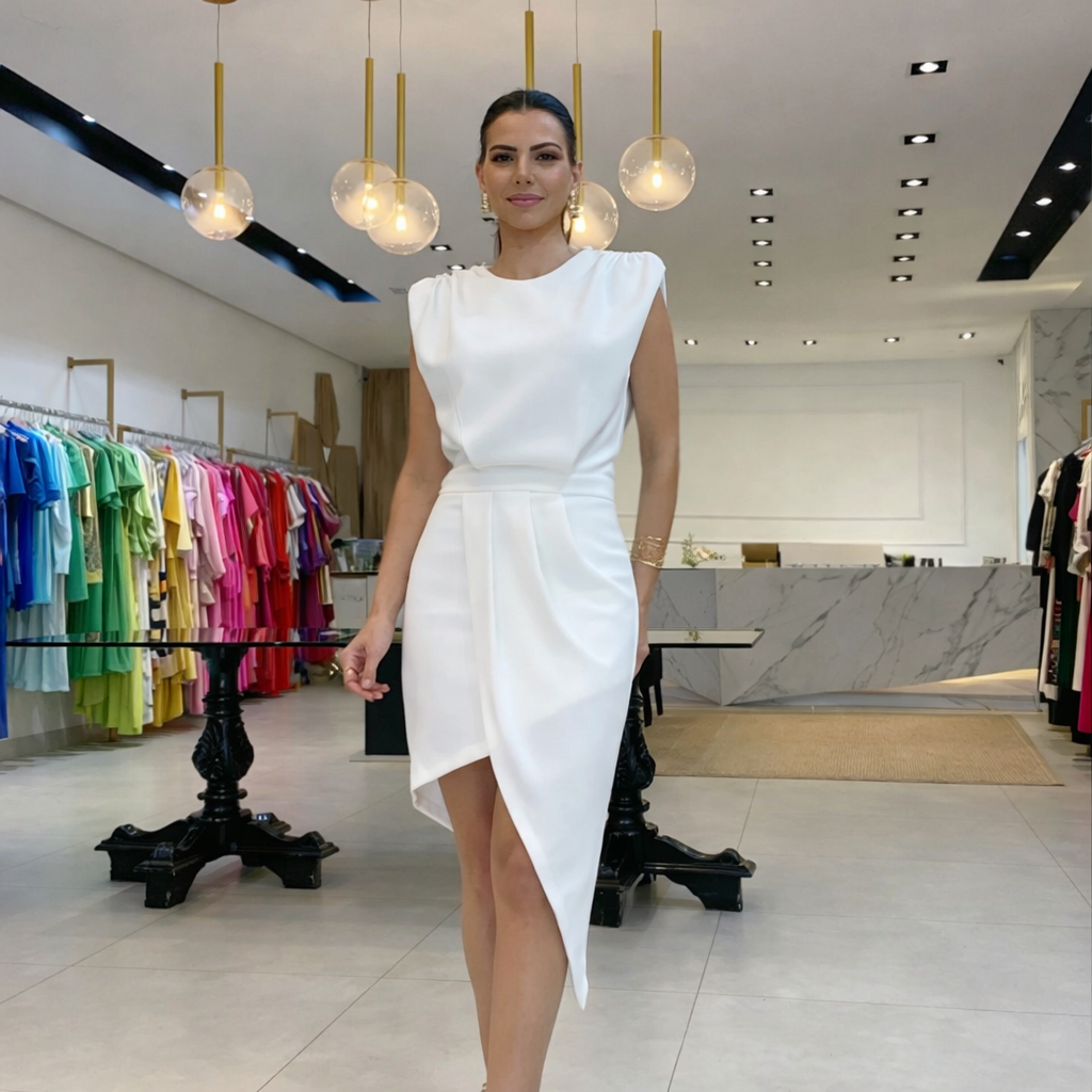 Alessia™ | Abito elegante con linea asimmetrica strutturata