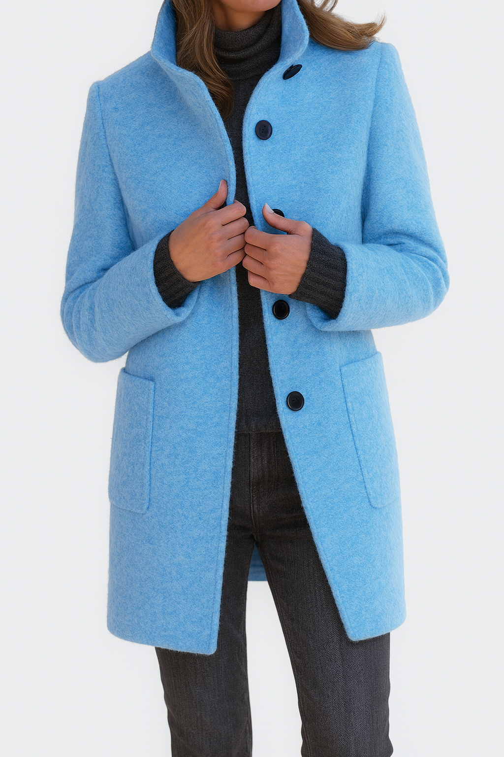 Elena | Cappotto di Lana con Collo Alto