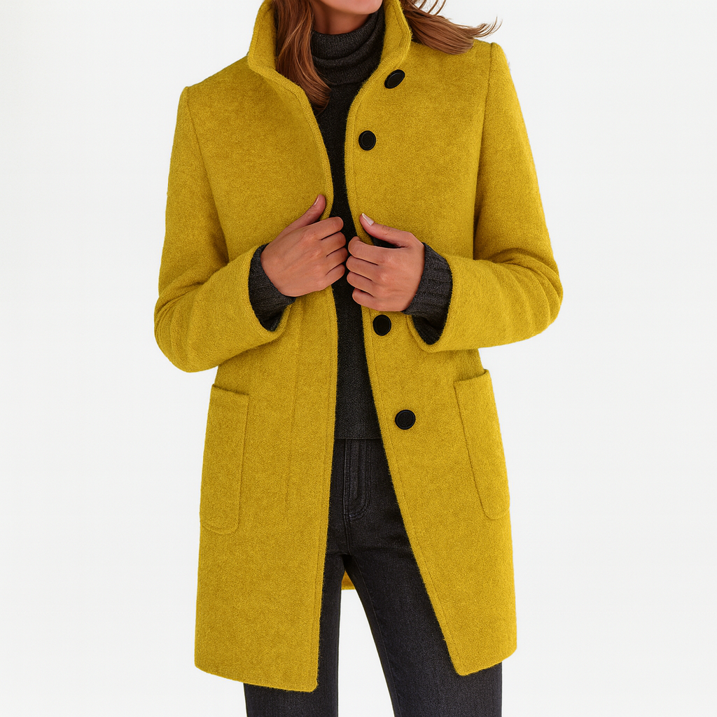 Elena | Cappotto di Lana con Collo Alto