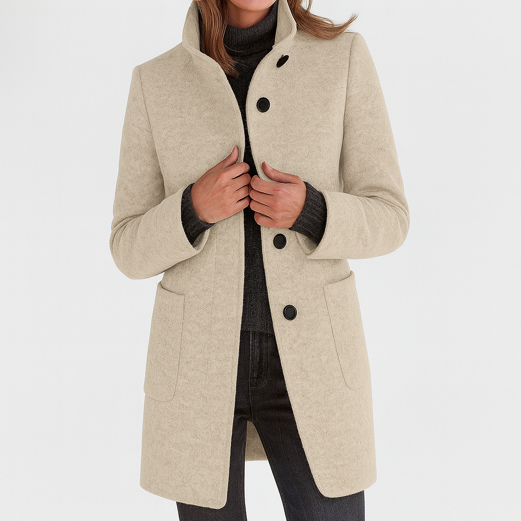 Elena | Cappotto di Lana con Collo Alto