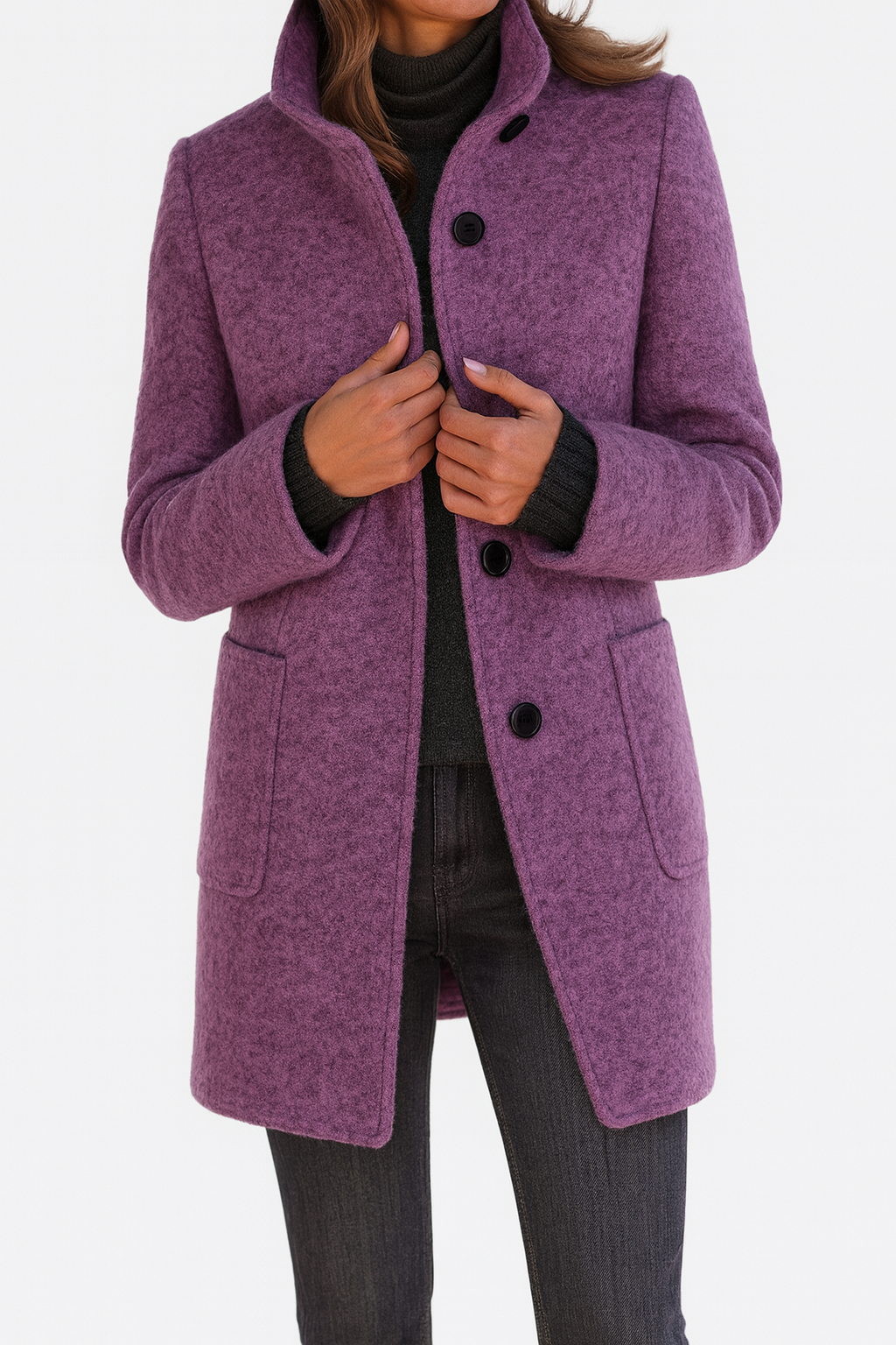 Elena | Cappotto di Lana con Collo Alto