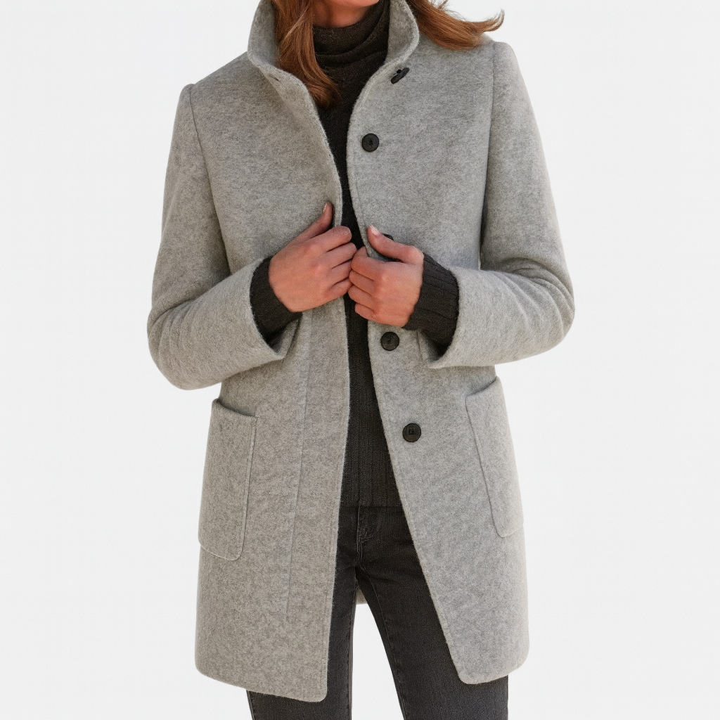 Elena | Cappotto di Lana con Collo Alto